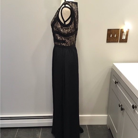 Gianni Bini Avery Lace Evening Dress Formal Sleeveless Maxi Long Black Gown SZ 4 - Picture 3 of 13